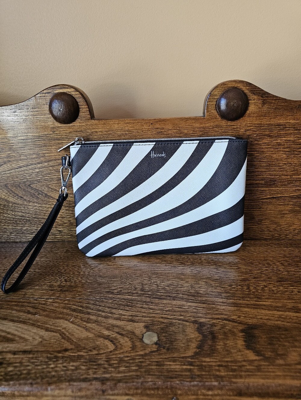 HARRODS Zebra Print Vegan Leather Wristlet Clutch